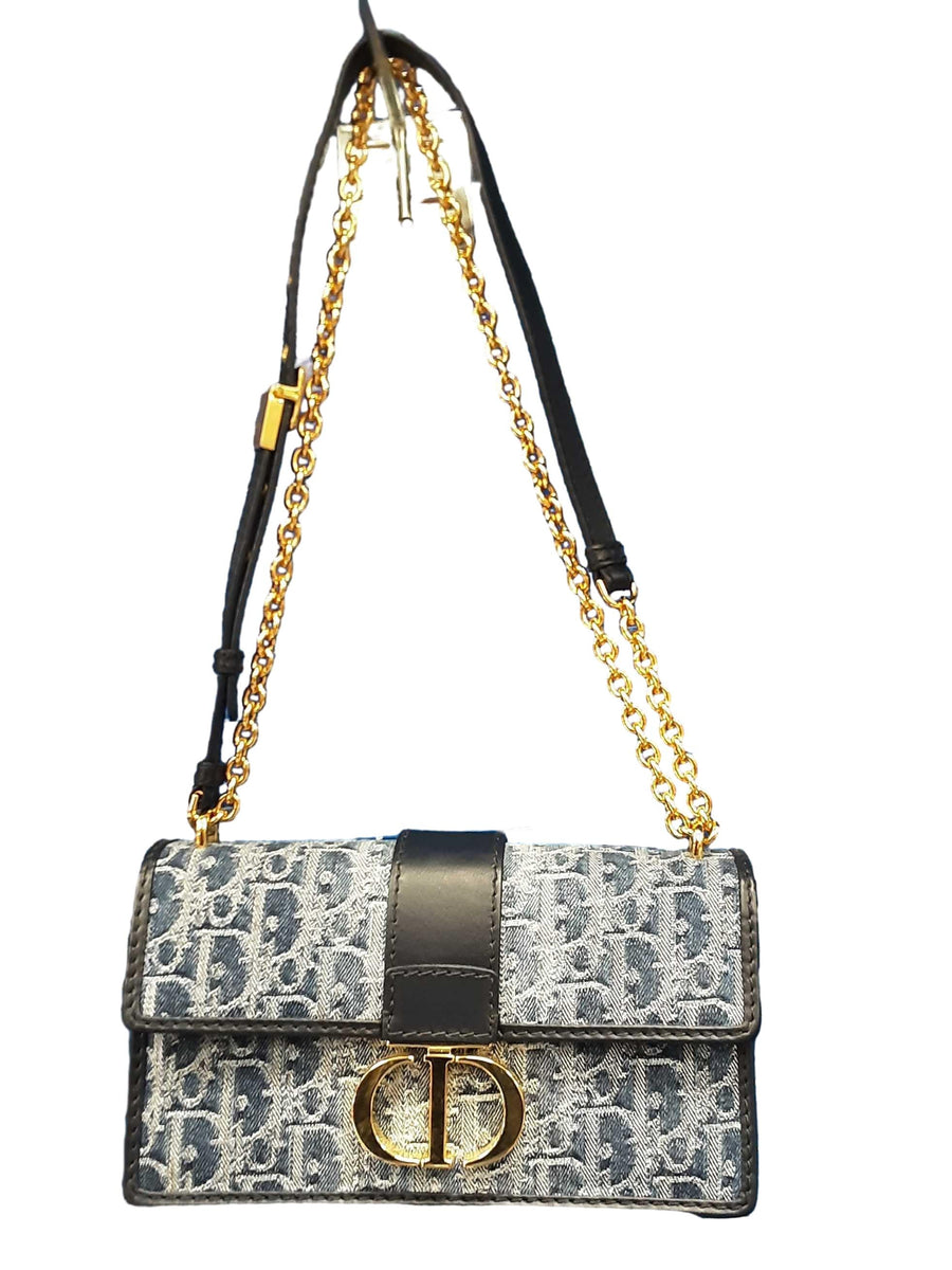 Christian Dior 30 Montaigne East West Bag With Denim Blue Purse / Handbag