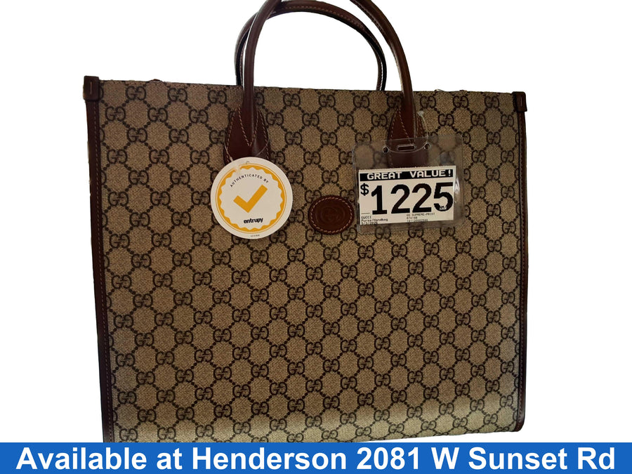 Gucci Gg Supreme-print Small Tote Bag Brown Purse / Handbag