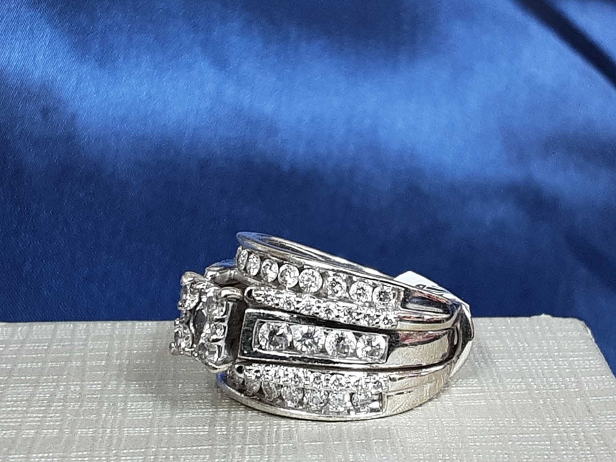 Ring - Wedding Set - White Gold 14k (.585) 12 grams Size 8