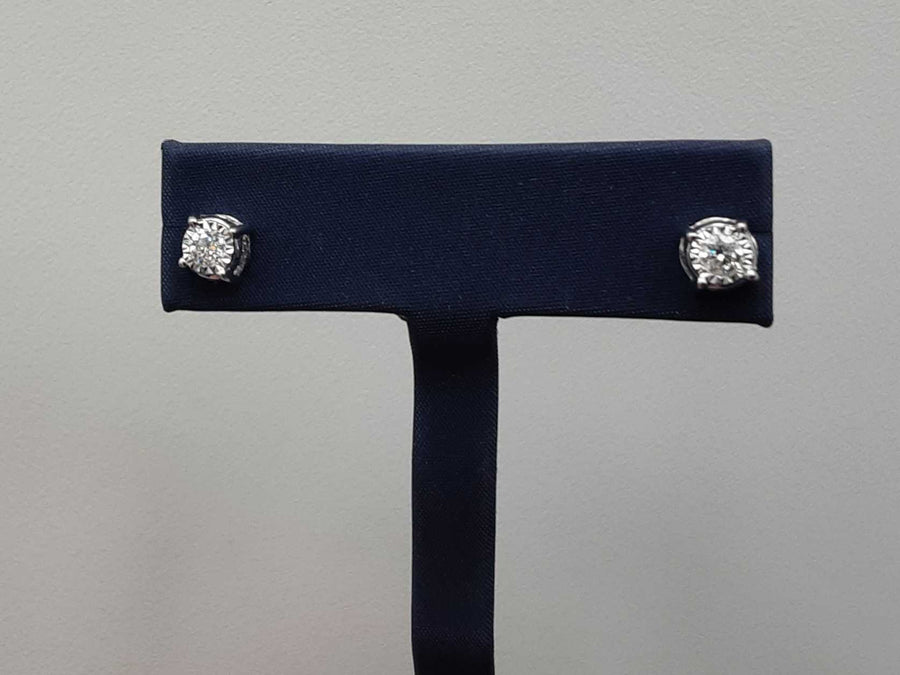 Double Stud Earring - White Gold 14k (.585) 2.1 grams