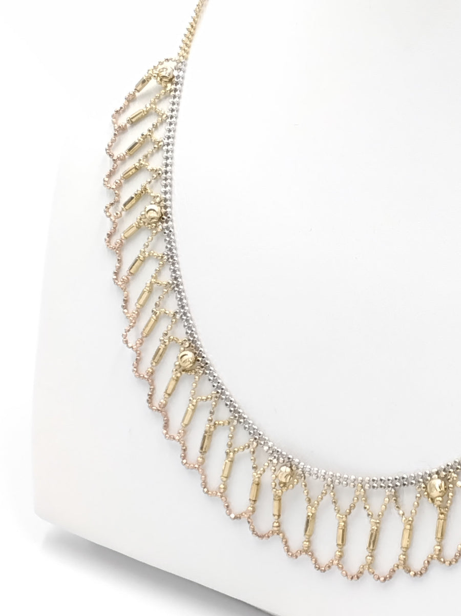 Bead Chain - Tricolor Gold 14k (.585) 8.2 grams 18 inch