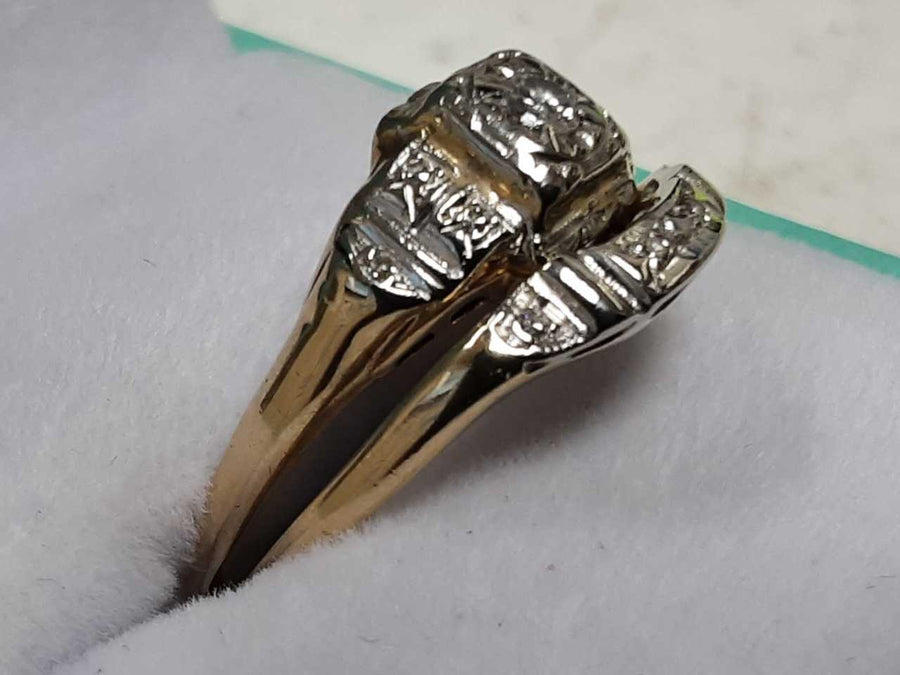 Ring - Engagement Set - Yellow Gold 14k (.585) 3.4 grams Size 9.5