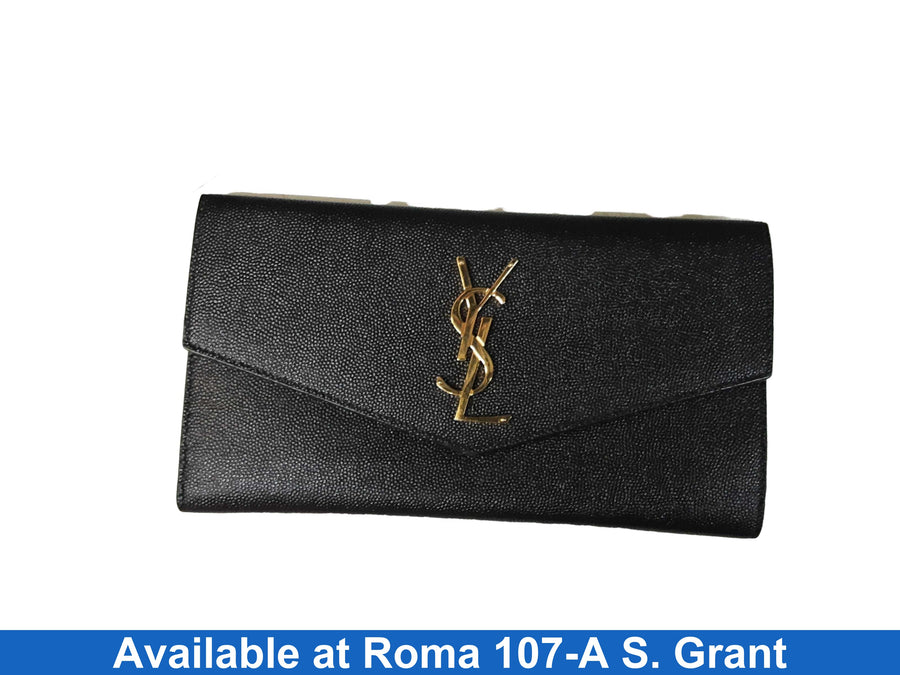 Yves Saint Laurent Uptown Pouch In Grain Black Purse / Handbag
