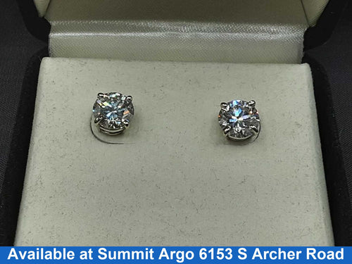 Double Stud Earring - White Gold 14k (.585) 1.6 grams