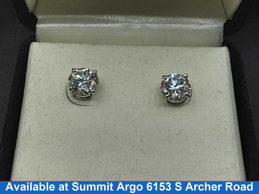 Double Stud Earring - White Gold 14k (.585) 1.6 grams