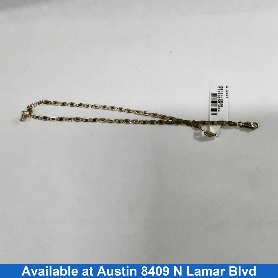 Link Bracelet - Tricolor Gold 10k (.417) 2.3 grams 12 inch