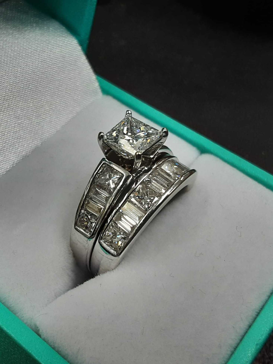 Ring - Engagement Set - White Gold 14k (.585) 9.1 grams Size 6.5