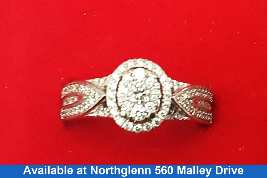 Women's Ring - Ladies Cluster Ring White Gold 10k (.417) 4.2 Grams Size 7.5