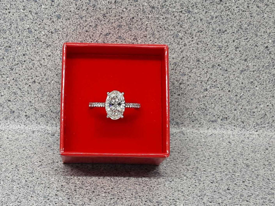 Women's Ring - Solitaire - White Gold 14k (.585) 3.2 Grams Size 9 Labgrown