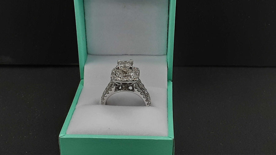 Ring - Wedding Set - White Gold 14k (.585) 8.8 grams Size 7
