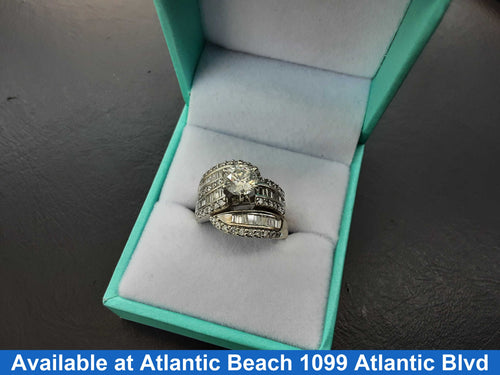 Ring - Wedding Set - White Gold 14k (.585) 9 grams Size 6
