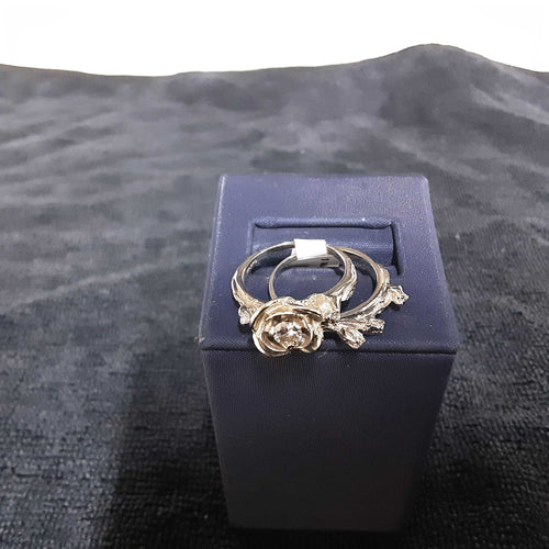 Ring - Wedding Set - White Gold 14k (.585) 7.7 grams Size 6.5