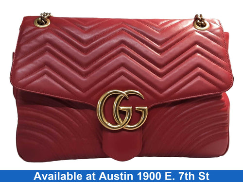 Gucci Gg Marmont Large Shoulder Bag Red Purse / Handbag