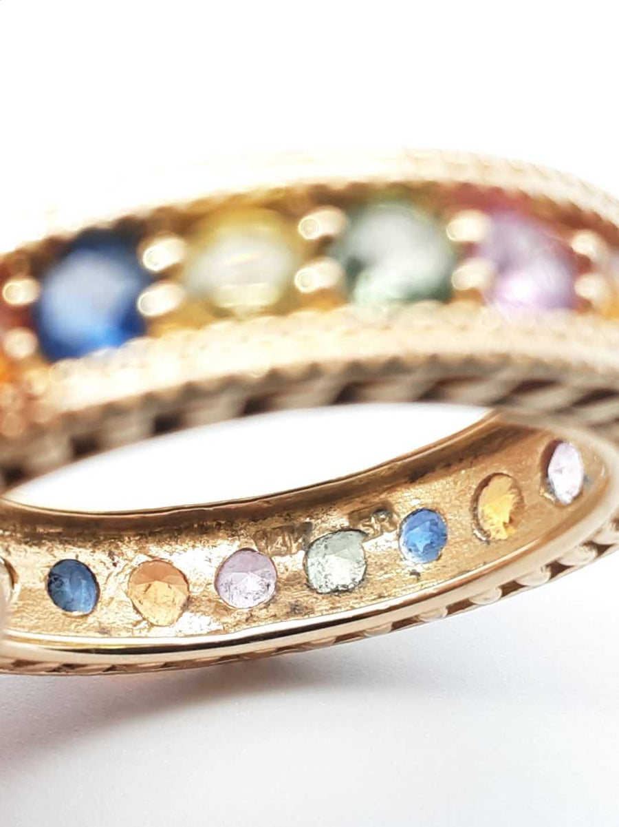 Rainbow Sapphire Eternity Band In 14k Yellow Gold 6 Grams Size 9 Fw1025lerdu