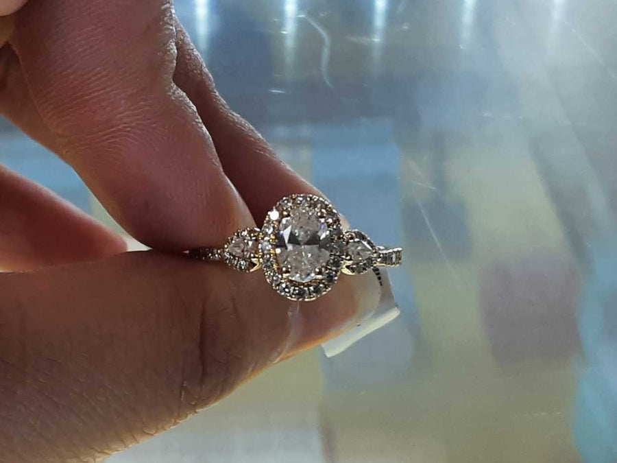 Ring - Engagement Set - Yellow Gold 14k (.585) 3.3 grams Size 7.5
