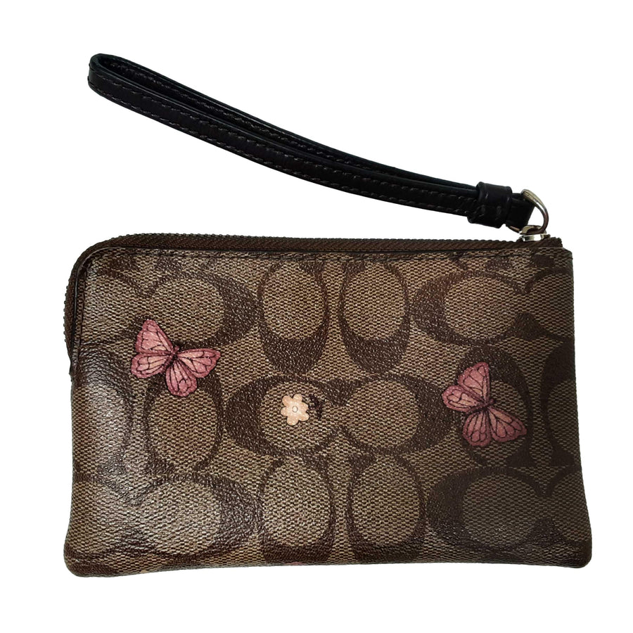 Coach Coach Butterfly Zippy Wristlet Brown Wallet