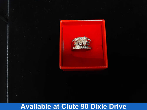 Ring - Wedding Set - White Gold 14k (.585) 9 grams Size 8