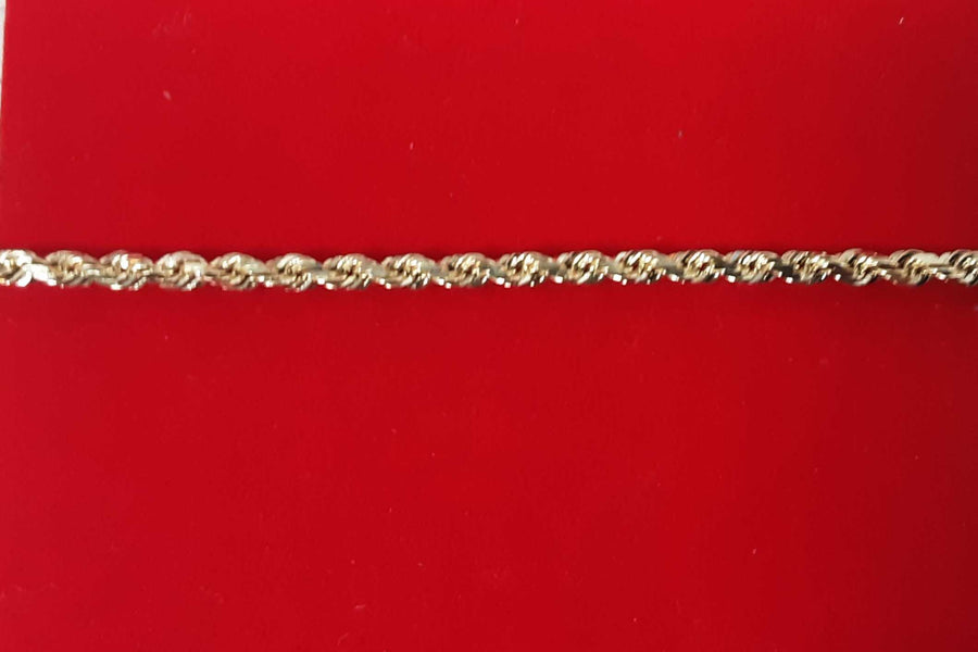 Diamond Cut Rope Bracelet - Yellow Gold 14k (.585) 5.8 grams 7 inch