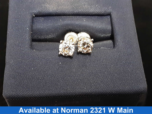 Double Stud Earring - White Gold 14k (.585) 0.9 grams