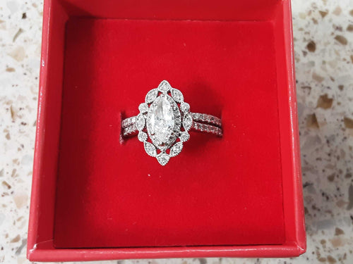 Ring - Engagement Set - White Gold 14k (.585) 4.6 grams Size 7