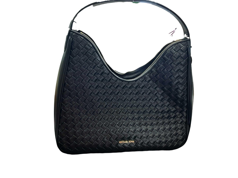 Michael Kors Nayla Medium Hobo Woven Black Purse / Handbag