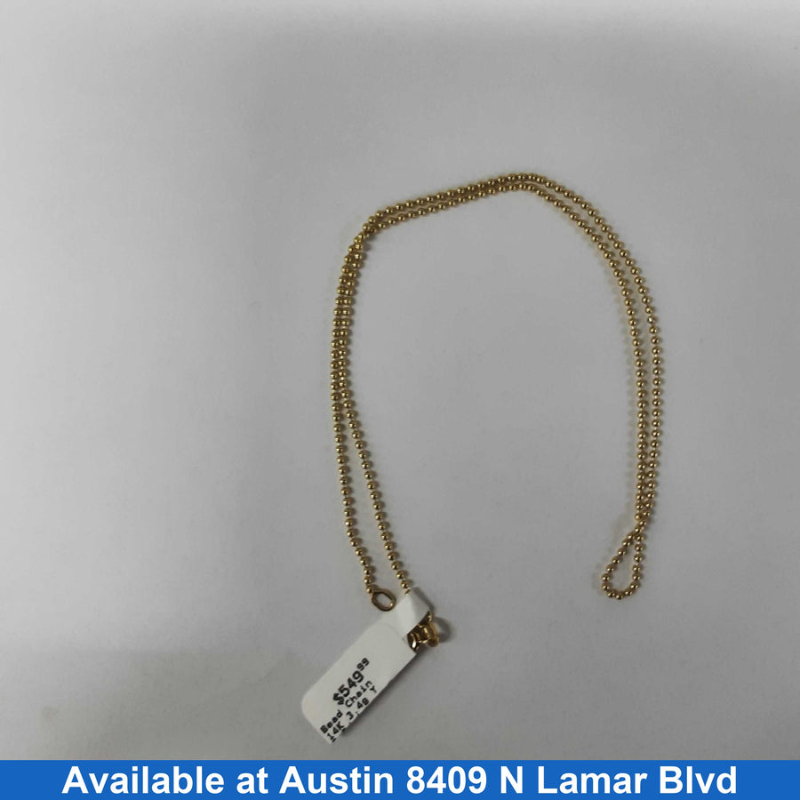 Bead Chain - Yellow Gold 14k (.585) 3.4 grams 18 inch