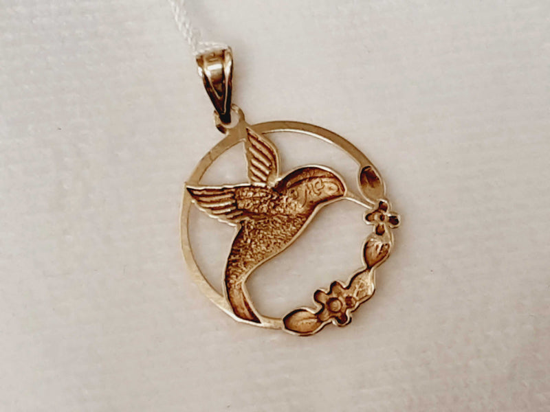 14k Gold Hummingbird Pendant