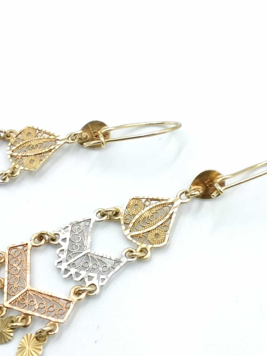 Filigree Earrings - Tricolor Gold 14k (.585) 6.3 grams