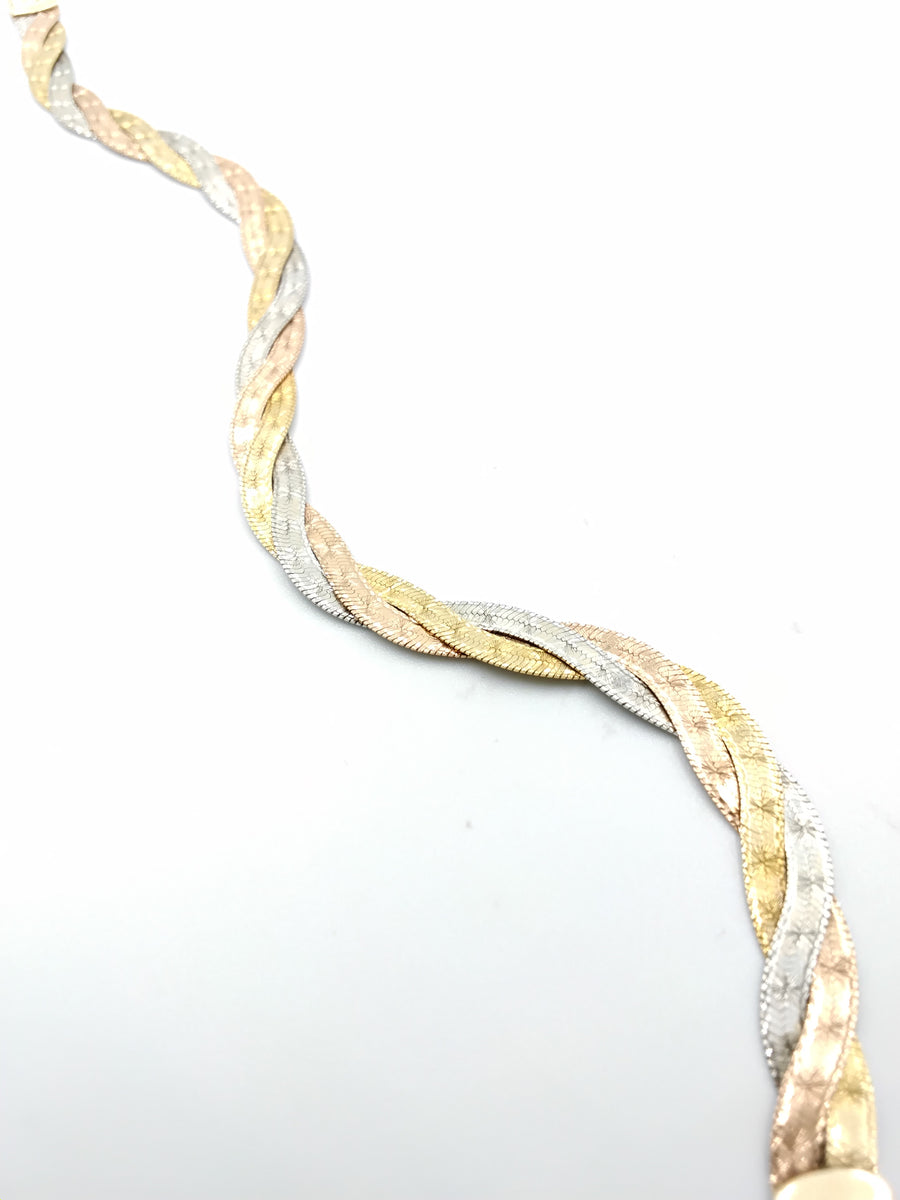 Tricolor Bracelet - Tricolor Gold 14k (.585) 5.4 grams 7 inch