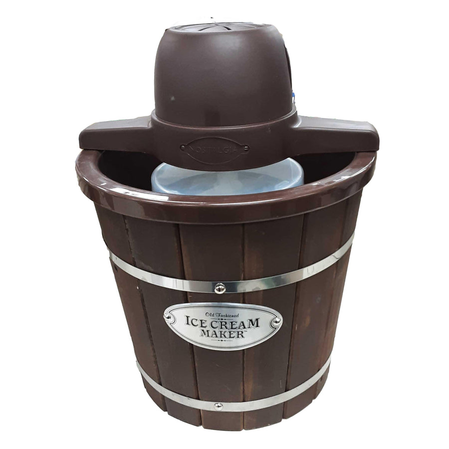 Nostalgia 4-qart Wood Icecream Machine Brown Small Kitchen Appliance