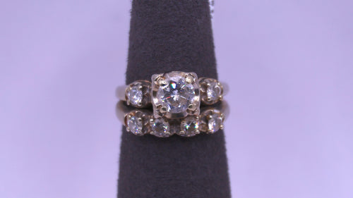 Ring - Wedding Set - White Gold 14k (.585) 5.4 grams Size 4.5