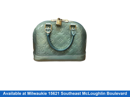 Louis Vuitton Vernis Alma Givre Shoulder 2way Bag Green Purse / Handbag