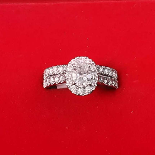Ring - Wedding Set - White Gold 14k (.585) 7.3 grams Size 7
