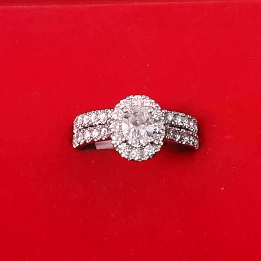 Ring - Wedding Set - White Gold 14k (.585) 7.3 grams Size 7