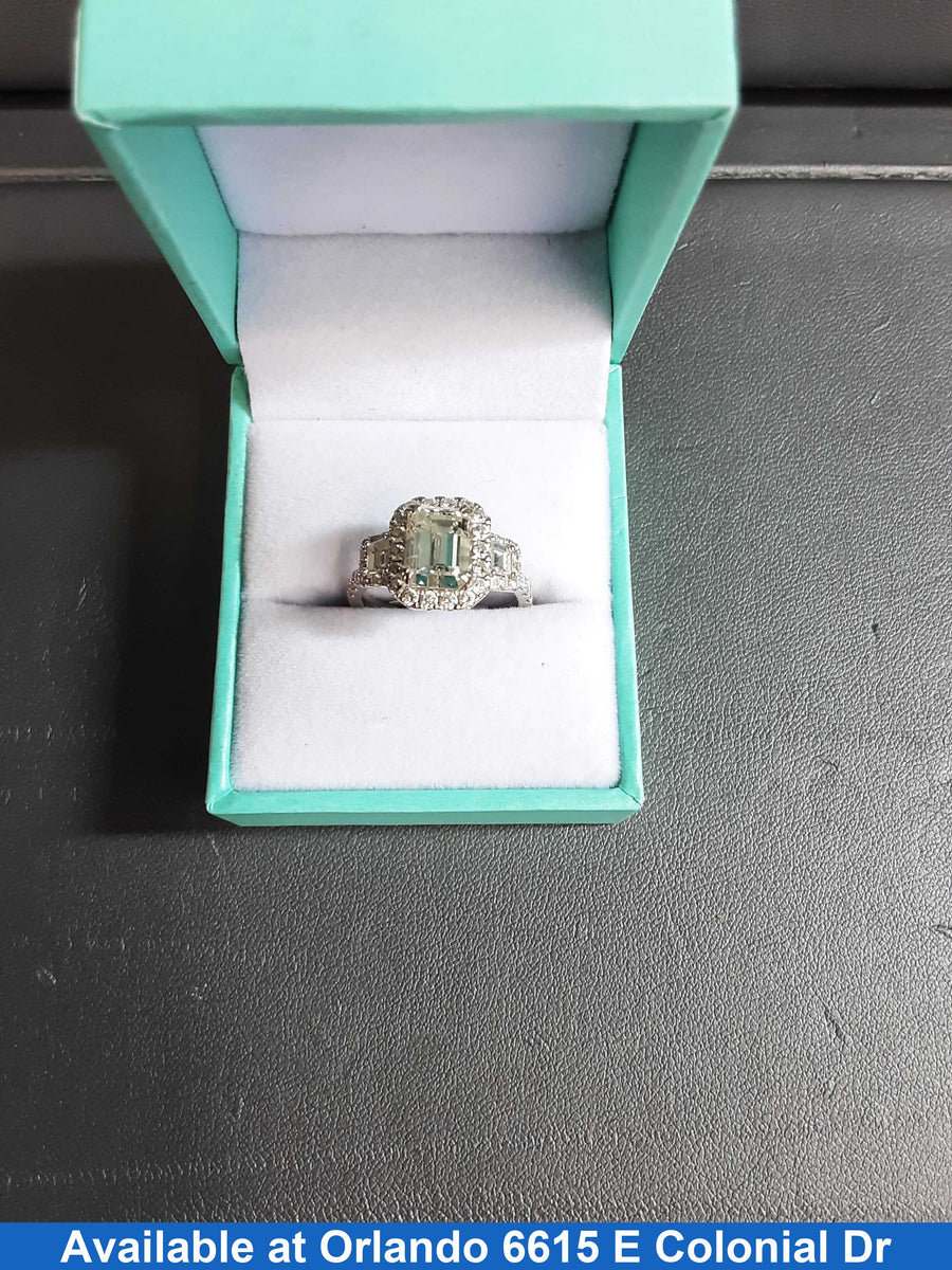 Ring - Wedding Set - White Gold 18k (.750) 4.8 grams Size 20