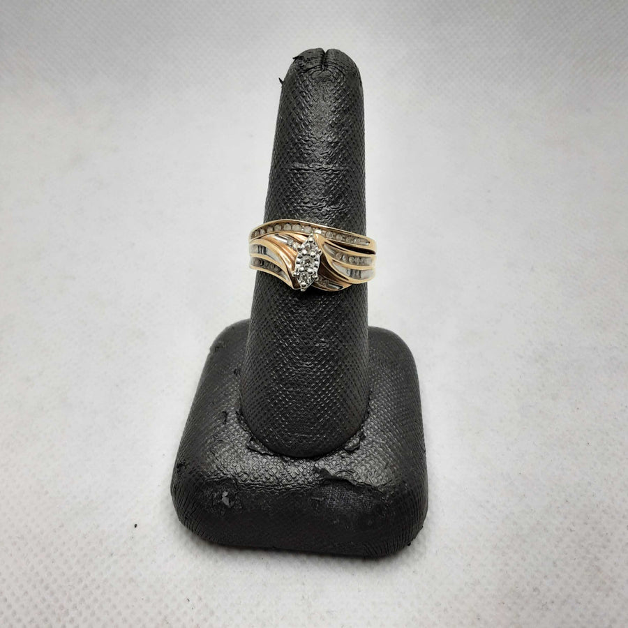 Ring - Engagement Set - Yellow Gold 10k (.417) 5 grams Size 8.5