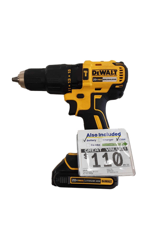 Dewalt Dcd778 Yellow Cordless Standard Drill