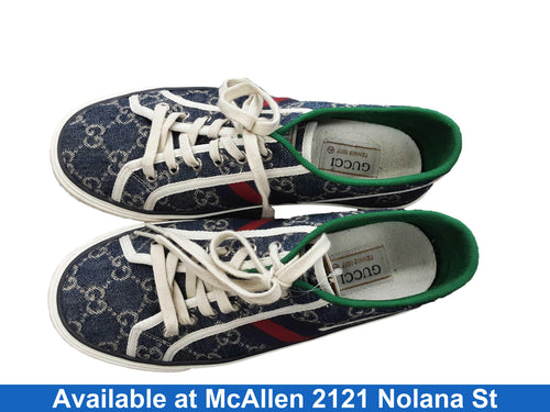 Gucci Blue Denim Web Ace Sneakers Blue