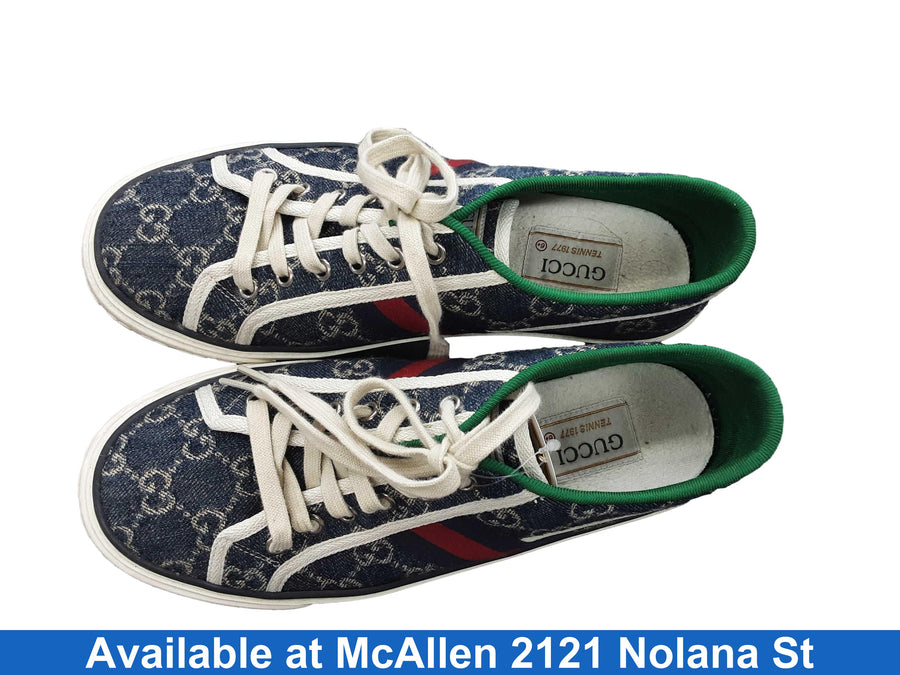 Gucci Blue Denim Web Ace Sneakers Blue