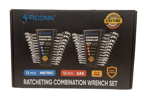 Ticonn Ratcheting Combonation Wrench Set Black Mixed Hand Wrench