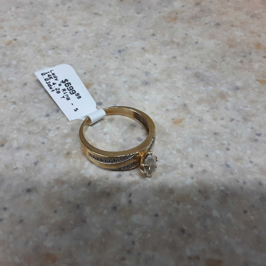 Women's Ring - Solitaire - Yellow Gold 14k (.585) 4.2 grams Size 9