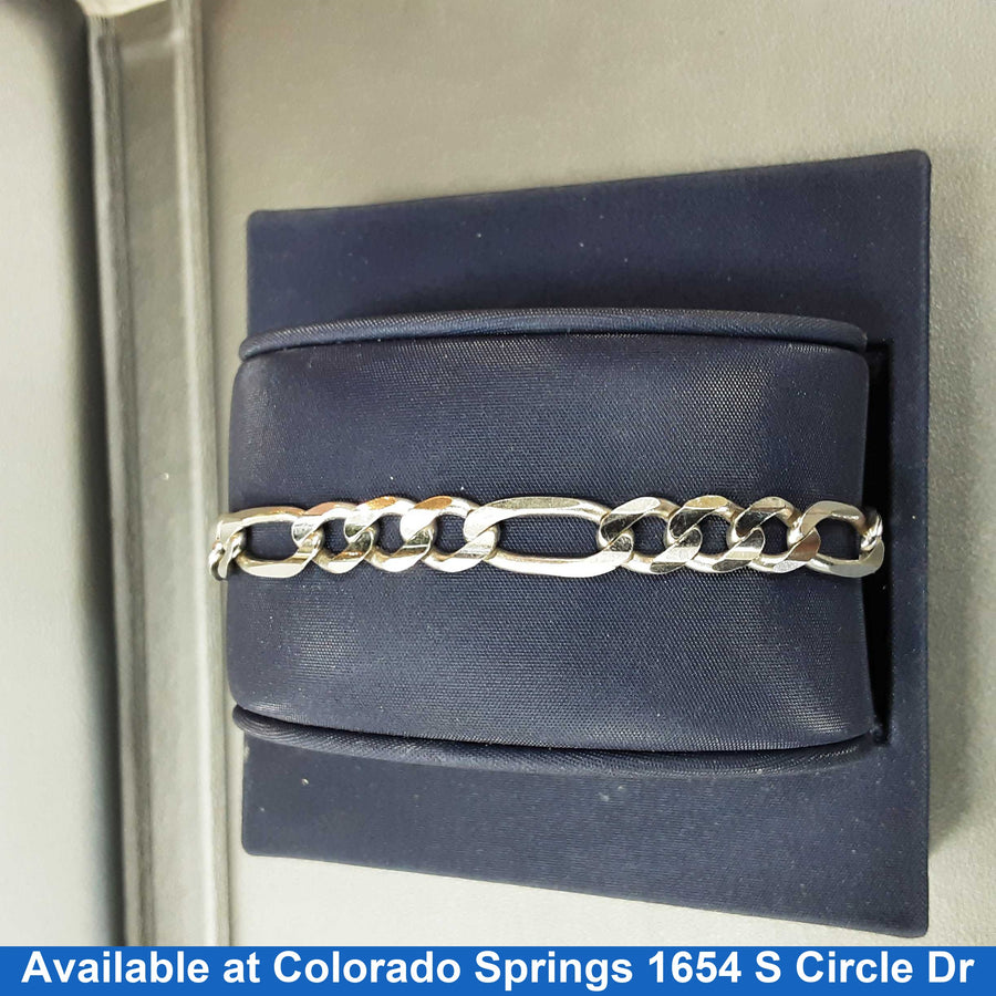 Figaro Bracelet - White Gold 14k (.585) 16.1 grams 8 inch