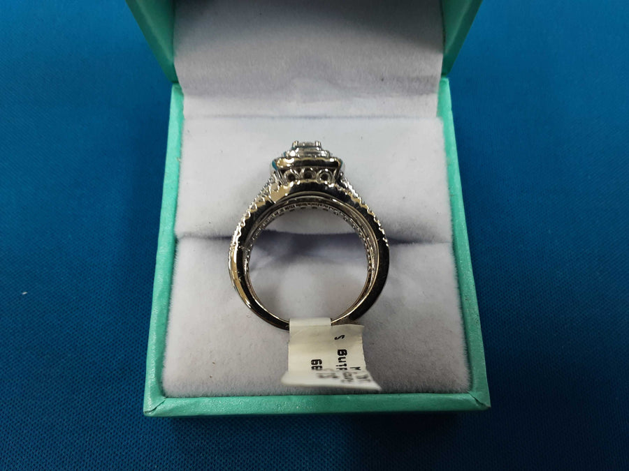 Ring - Wedding Set - White Gold 14k (.585) 7.2 grams Size 5