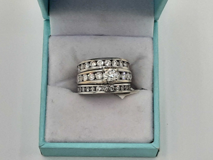Ring - Wedding Set - White Gold 14k (.585) 13.1 grams Size 5.5