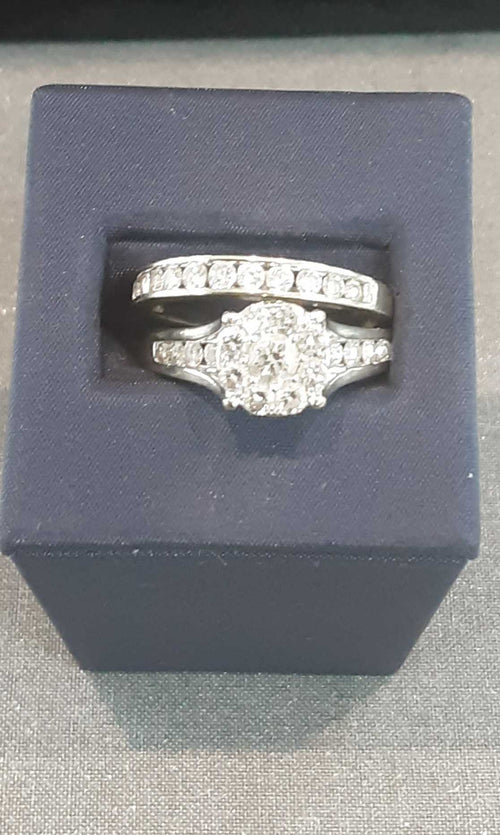 Ring - Wedding Set - White Gold 14k (.585) 9.8 grams Size 11