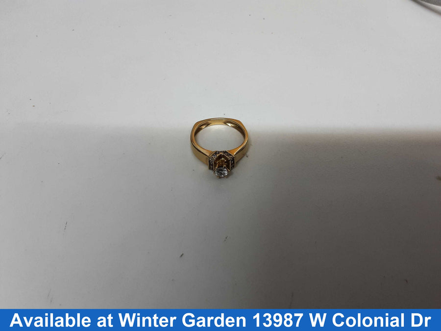 Women's Ring - Solitaire - Yellow Gold 14k (.585) 4.5 grams Size 6.5