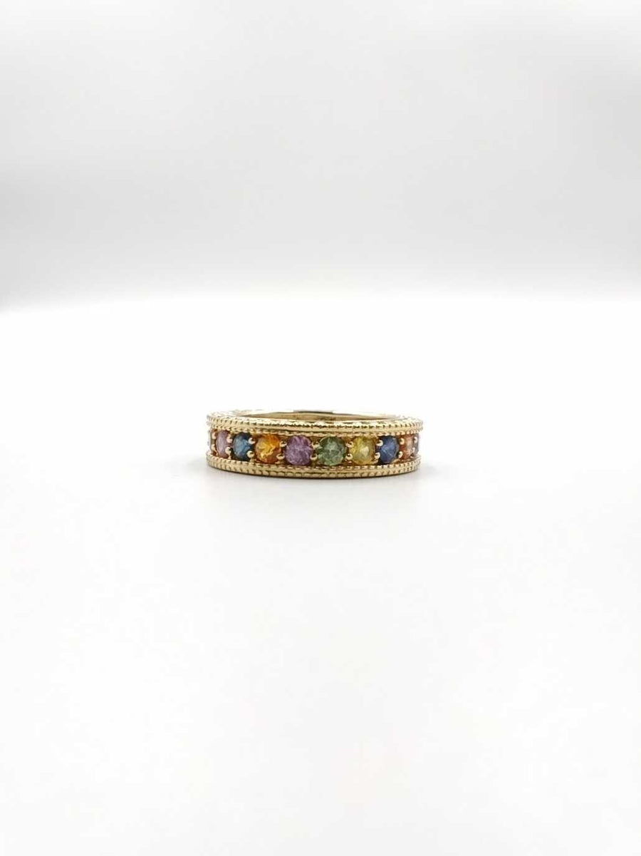 Rainbow Sapphire Eternity Band In 14k Yellow Gold 6 Grams Size 9 Fw1025lerdu