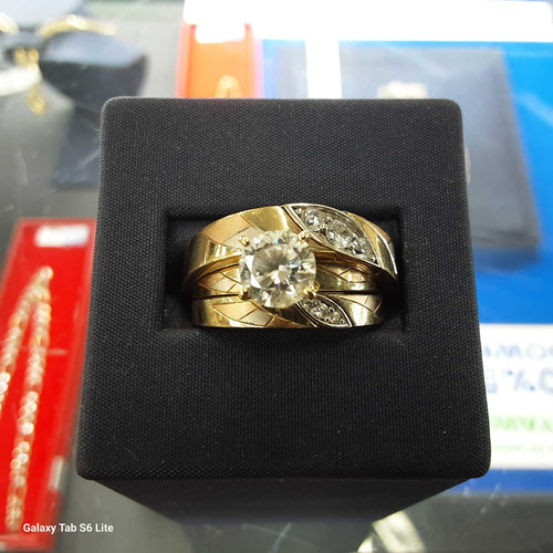 Ring - Wedding Set - Yellow Gold 10k (.417) 7.6 grams Size 12