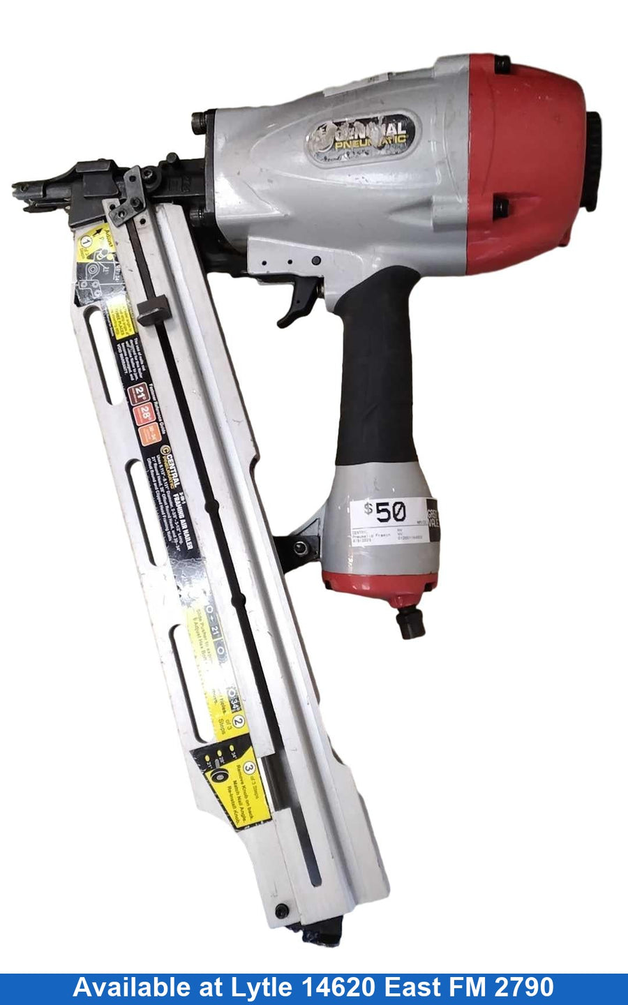 Central Gray Pneumatic Framing Nailer
