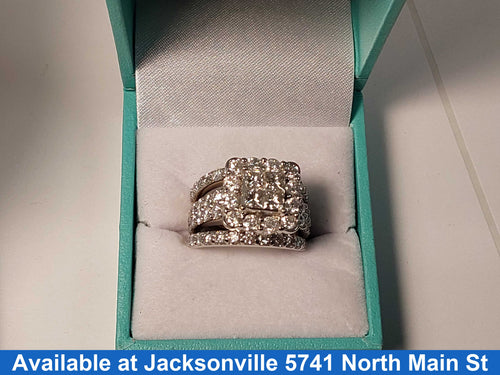 Ring - Wedding Set - White Gold 14k (.585) 12.4 grams Size 7.5